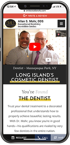 Dr. Allan S. Mohr's custom dental website on an iPhone X